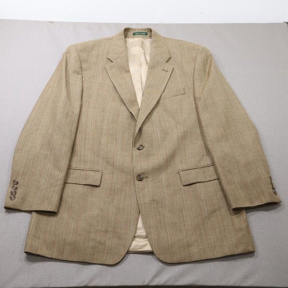 Lauren Ralph Lauren Mens Blazer Jacket Silk Wool Plaid Size 43L Sports Coat - Picture 1 of 13